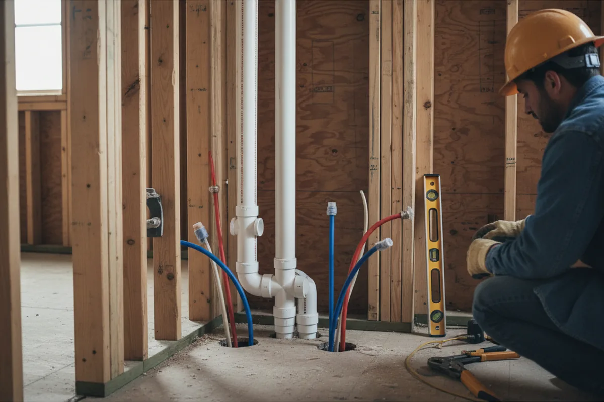 Drain and supply rough-in during Drain Cleaning in Schertz